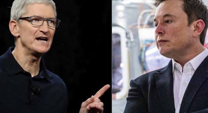 Tim Cook and Elon MuskJustin Sullivan/Getty Images and Philip Pacheco/AFP via Getty Images