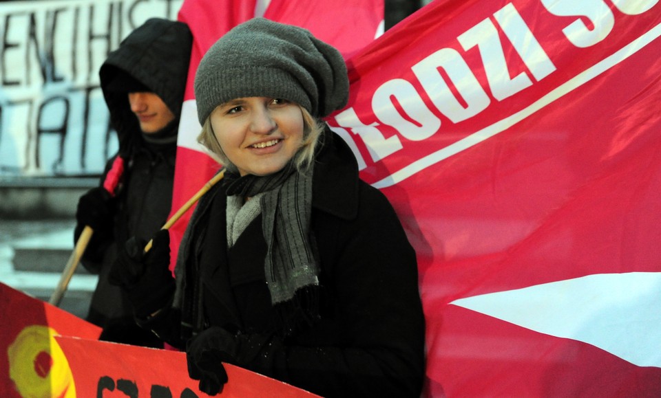 WARSZAWA PIKIETA STUDENTÓW PRZED BELWEDEREM