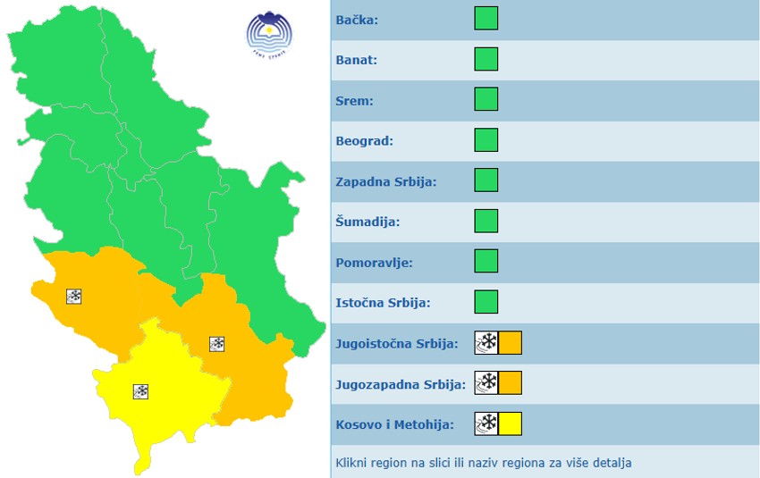 Meteoalarm za sutra