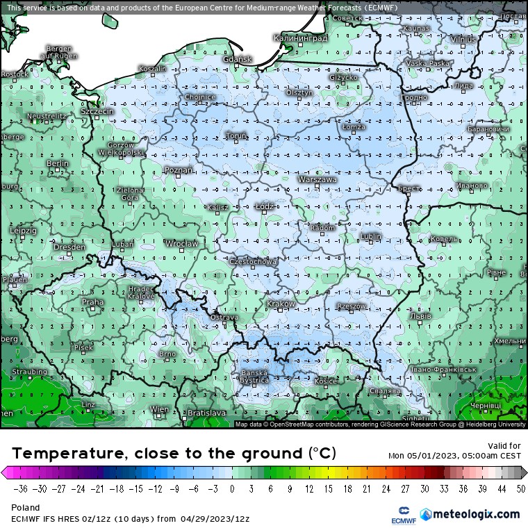 W nocy niemal wszędzie możliwe są przygruntowe przymrozki