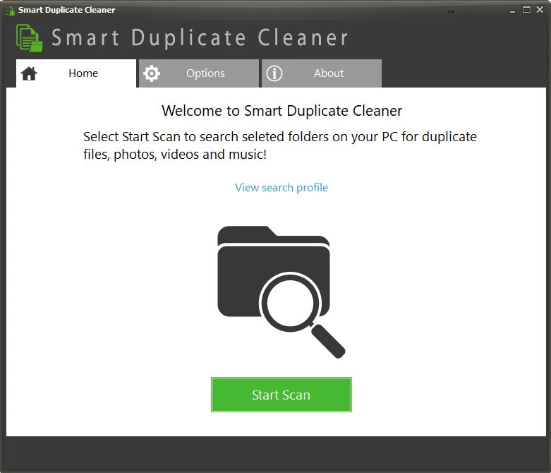 Główne okno programu do wyszukiwania duplikatów plików - Smart Duplicate Cleaner