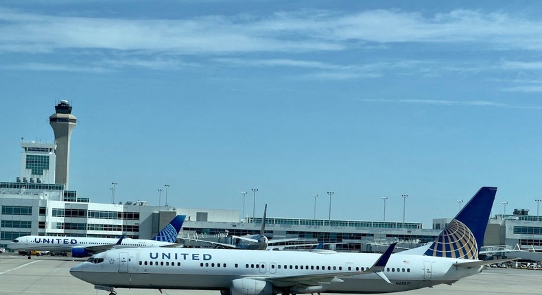 United Airlines planes taxi at Denver International Airport (DEN) in Denver, Colorado, on July 30, 2023.Daniel Slim/AFP via Getty Images