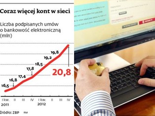 Bankowość elektroniczna: Polacy mają prawie 21 mln rachunków internetowych