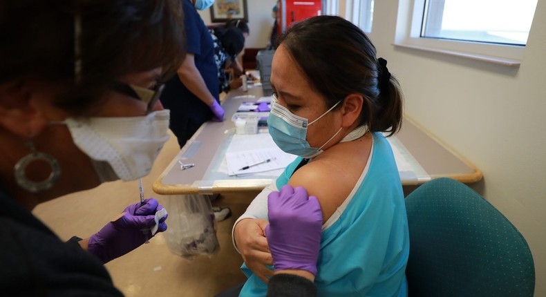 Medical staff prepare to administer COVID-19 vaccines at Northern Navajo Medical Center on December 15, 2020 in Shiprock, New Mexico. Medical staff at the Northern Navajo Medical Center are among the first in the Navajo Nation to receive their Pfizer-BioNTech vaccinations today.