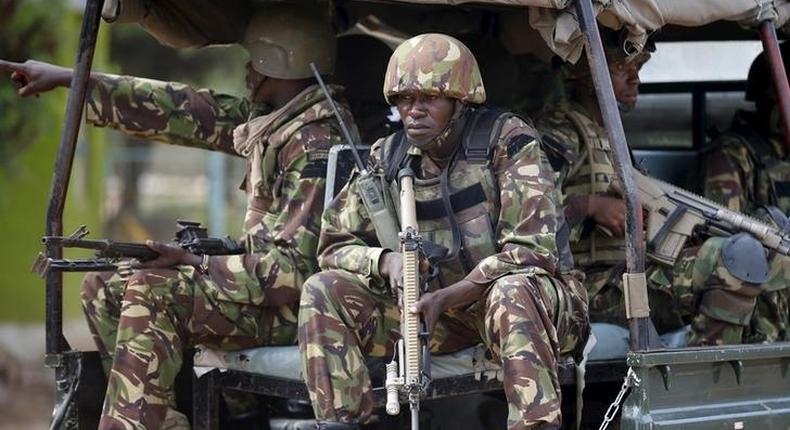 Kenya Defence Force soldiers arrive in Garissa University College in Garissa April 4, 2015. 