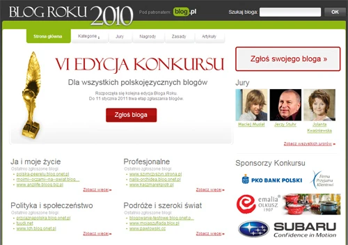 Przed zgłoszeniem bloga do konkursu na Blog Roku 2010 pomyślcie, do jakiej kategorii najlepiej by pasował. Zły wybór kategorii może zdyskwalifikować kandydata