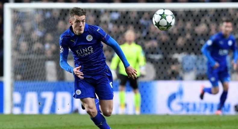 Leicester City's forward Jamie Vardy runs after the ball during the UEFA Champions League group G football match against Copenhagen November 2, 2016