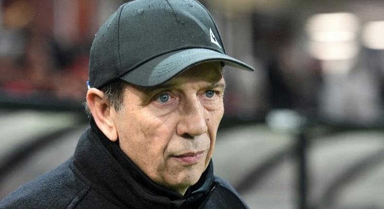 Saint-Etienne's newly named French head coach Jean-Louis Gasset attends their match against Guingamp (EAG) on December 20, 2017, at the Roudourou Stadium in Guingamp, western France