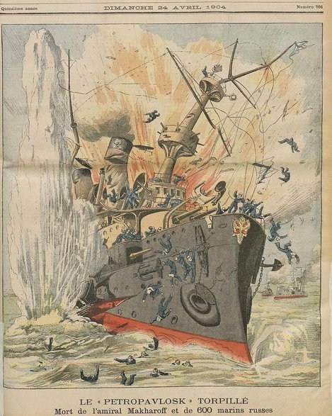 Grafika przedstawiająca zniszczenie „Pietropawłowska”