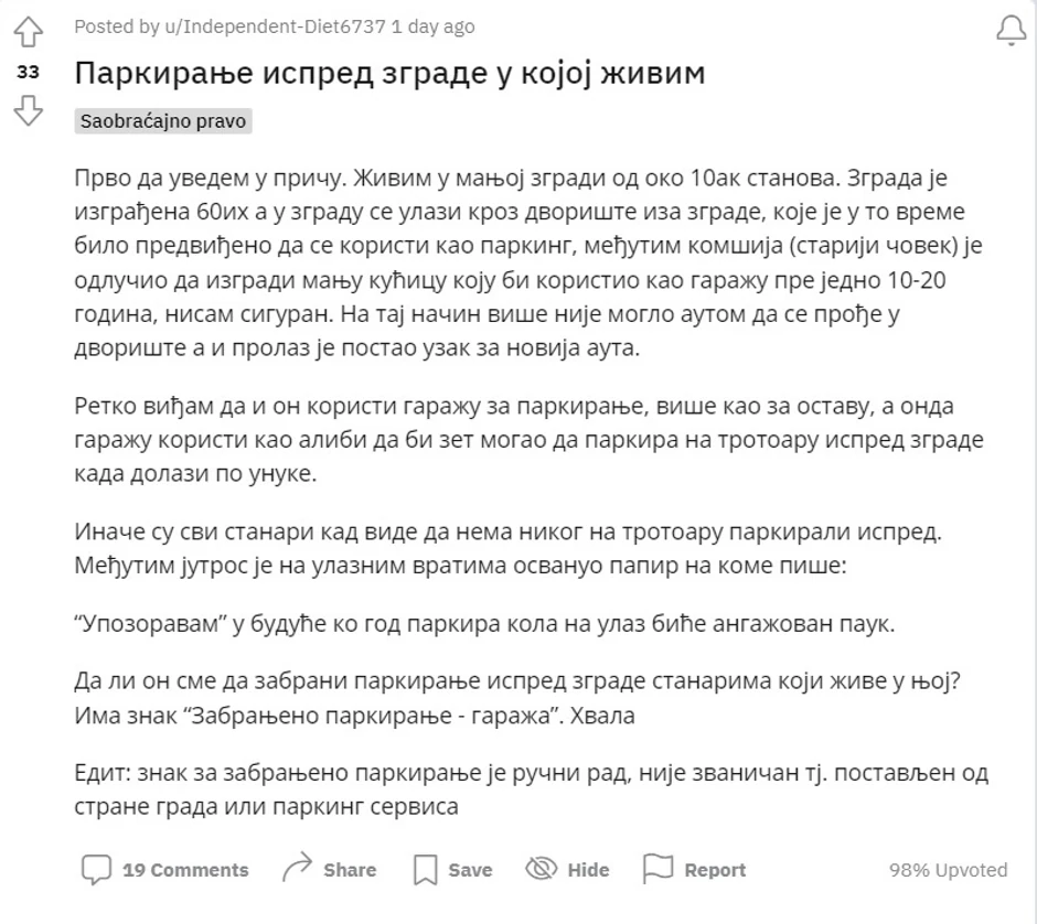 parkiranje ispred zgrade