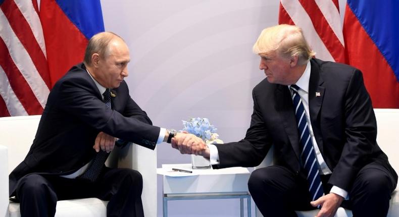 US President Donald Trump -- shown here with Russia's President Vladimir Putin at the G20 summit in Germany in July -- has long argued for better ties with Moscow