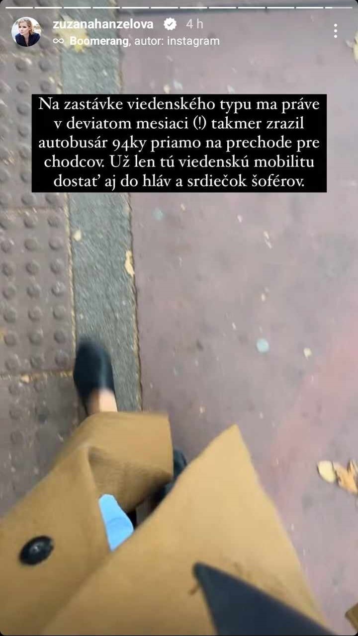 Tehotnú Zuzanu Kovačič Hanzelovú takmer zrazil autobusár na prechode pre chodcov.