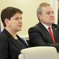 Warszawa, 19.03.2019. Ówcześni: wicepremier Beata Szydło (L) i wicepremier, minister kultury Piotr Gliński (P) przed posiedzeniem rządu.