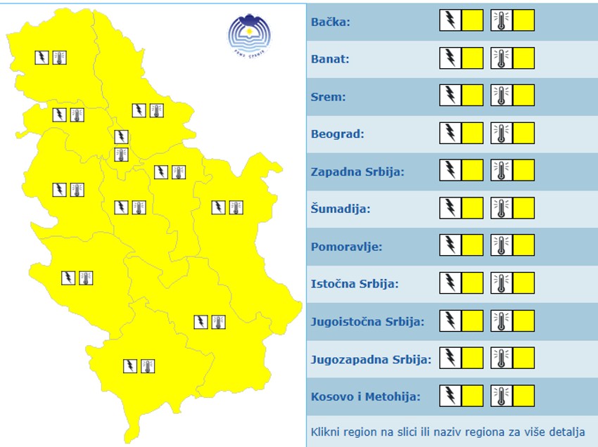 Meteoalarm RHMZ za danas