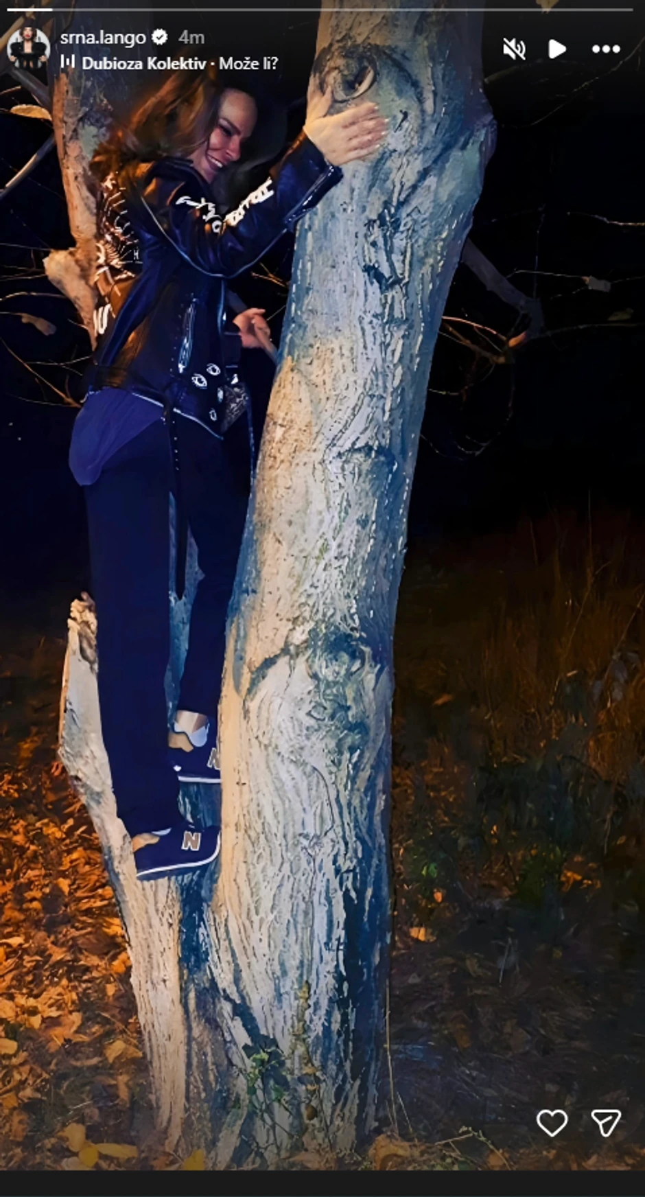 Srna Lango se penje na drvo