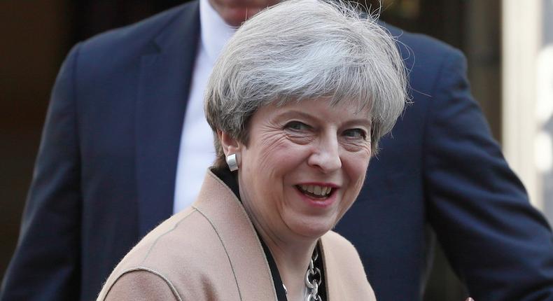 Britain's Prime Minister Theresa May leaves 10 Downing Street, to head for the House of Commons, in central London, Britain April 19, 2017