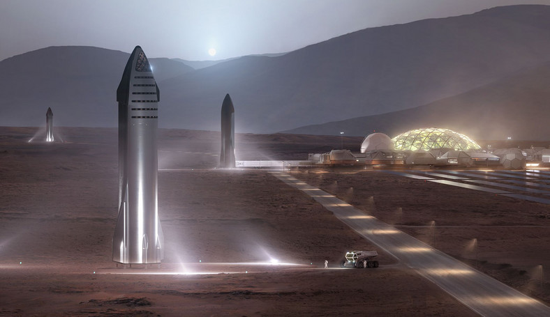 Starship na Marsie - wizja firmy SpaceX 