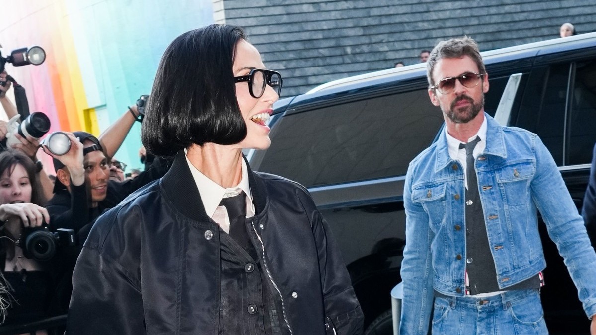 Demi Moore na módnej prehliadke značky Thom Browne, 15. septembra 2026 v New Yorku.