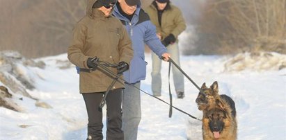 Kwaśniewscy. Cztery osoby wyprowadzają ich psy