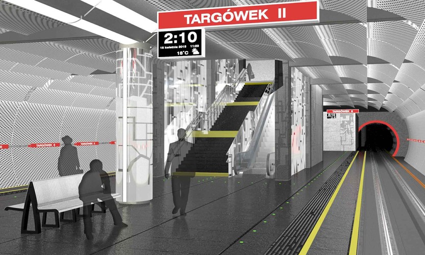 II linia metra w Warszawie: stacja Targówek II (wizualizacja 1), źródło: UM Warszawa