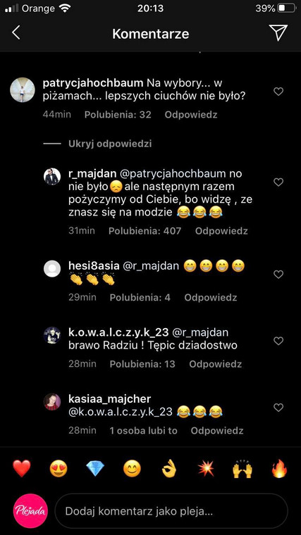 Radosław Majdan na Instagramie