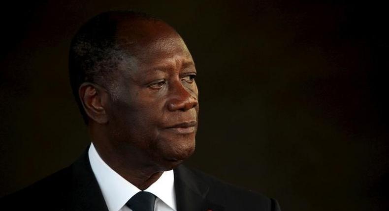 Ivory Coast's President Alassane Ouattara attends a news conference at the presidential palace in Abidjan, Ivory Coast, March 15, 2016. 