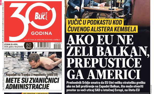 Blic naslovna strana za 28.4.