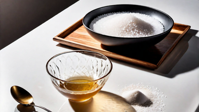 An image of a brown bowl with salt and a glass ( Hotpot.ai )