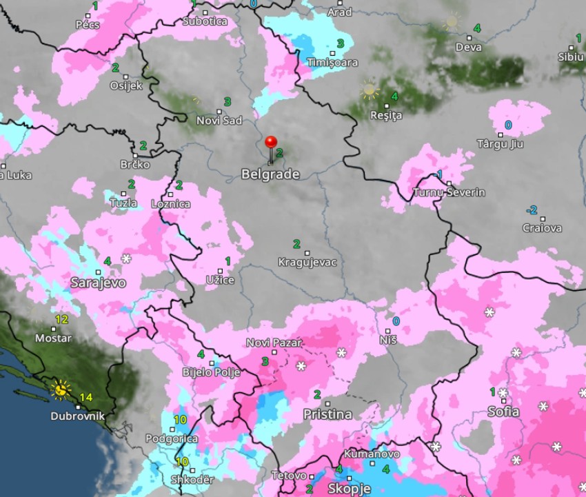 Kretanje padavina u Srbiji sutra u 11 časova
