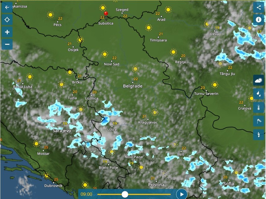 Vremenska radar za nedelju u 9 sati