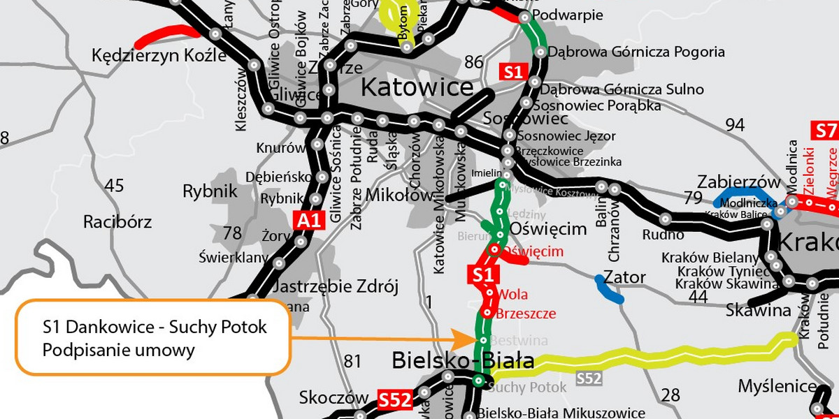 Ekspresowa trasa S1 z Mysłowic do Bielska-Białej ma udrożnić transport, ponieważ istniejąca droga krajowa nr 1 przez Tychy, Pszczynę, Goczałkowice i Czechowice-Dziedzice od dawna nie wytrzymuje natężenia ruchu.