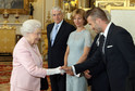 David Beckham podczas wizyty u królowej Elżbiety II