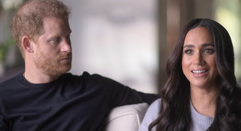 Prince Harry and Meghan Markle in their Netflix docuseries, Harry & Meghan.Netflix