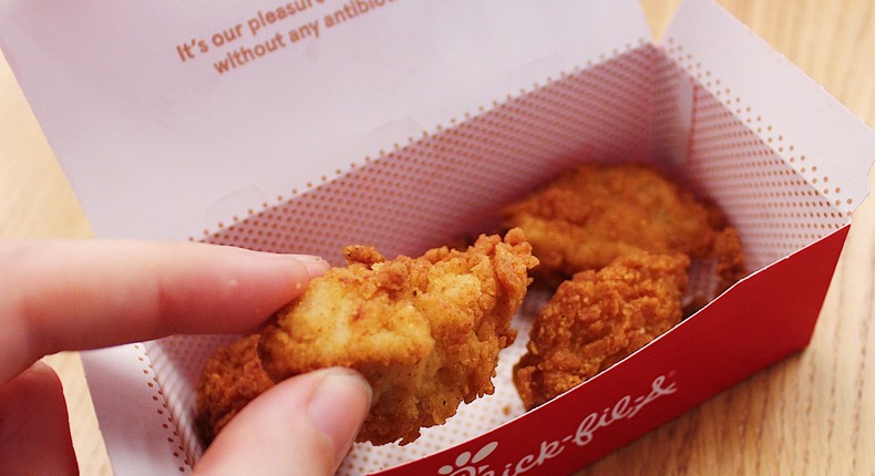 Chick-fil-A chicken nuggets.
