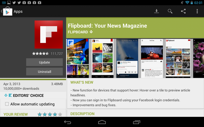 <b>Flipboard</b>
<br><br>
Filipboard pozwala na stworzenie swojego spersonalizowanego czasopismo z interesującymi nas informacjami. Możemy wybierać spośród setek źródeł ze świata nauki, sportu, technologii etc. Wszystko to w eleganckiej 