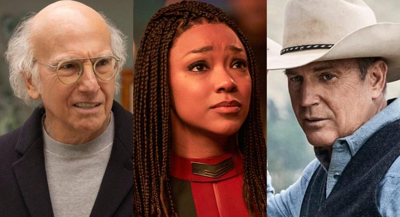 Larry David in Curb Your Enthusiasm, Sonequa Martin-Green in Star Trek: Discovery, and Kevin Costner in Yellowstone.John Johnson / HBO / Marni Grossman / Paramount+ / Paramount Network