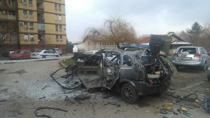 Auto u kojem je bio Dejan Šarković kada je došlo do eksplozije
