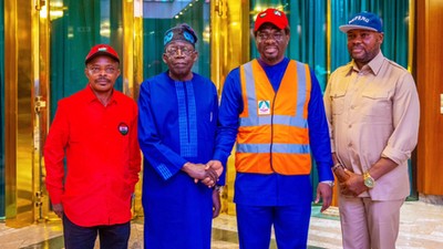 President Bola Tinubu after meeting with labour leaders in Aso Rock on Wednesday, August 2, 2023. [Presidency]