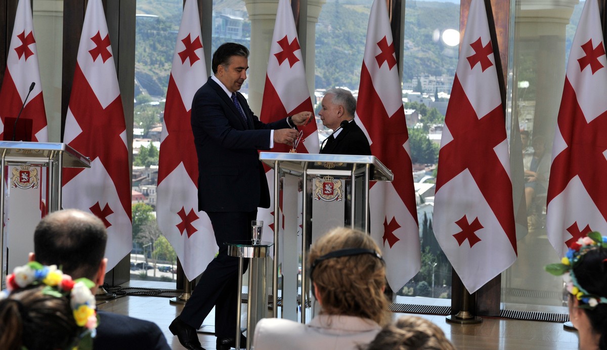 Micheil Saakaszwili, Jarosław Kaczyński, źródło: Prawo i Sprawiedliwość