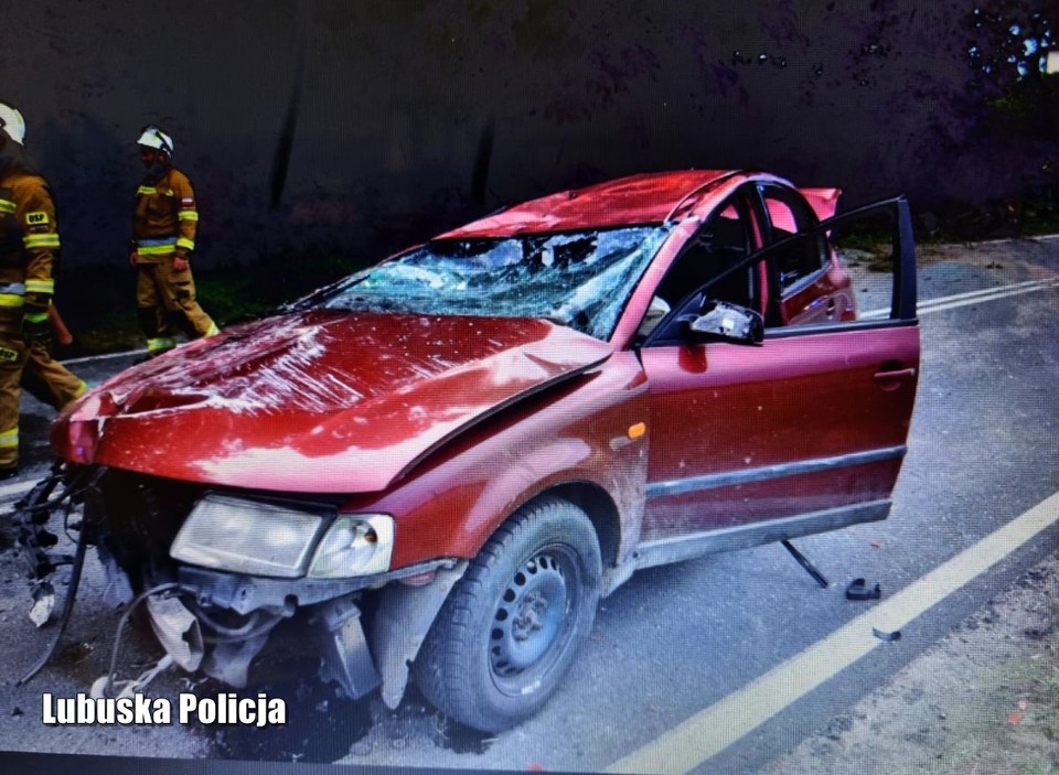 Samochód dachował (zdjęcia policji)