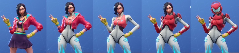rox s outfit changes from a hoodie and skirt into a futuristic sky diving suit as you gain experience - new outfits in fortnite