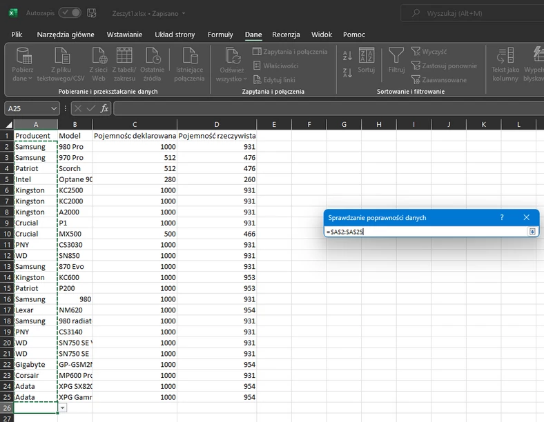 Jak Stworzyć Rozwijaną Listę Wyboru W Excel 2021 I Microsoft 365 Excel Rozwijana Lista 1057