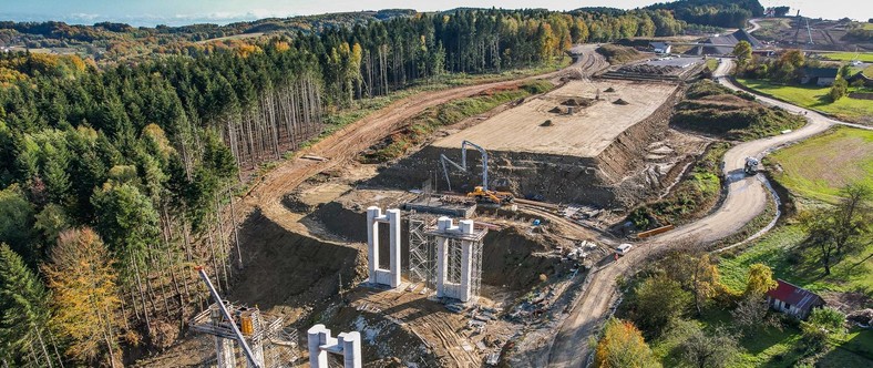 Budowa najwyższej w Polsce estakady na trasie S19 Babica–Jawornik