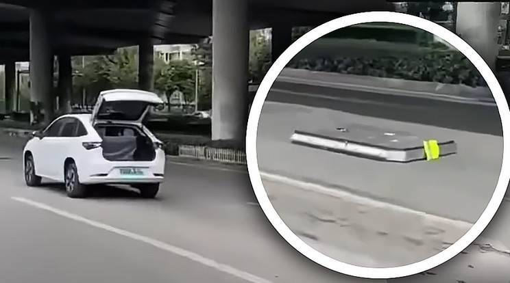 Menet közben esett ki a akkumulátora ennek a kínai elektromos autónak / Fotó: CarNewsChina