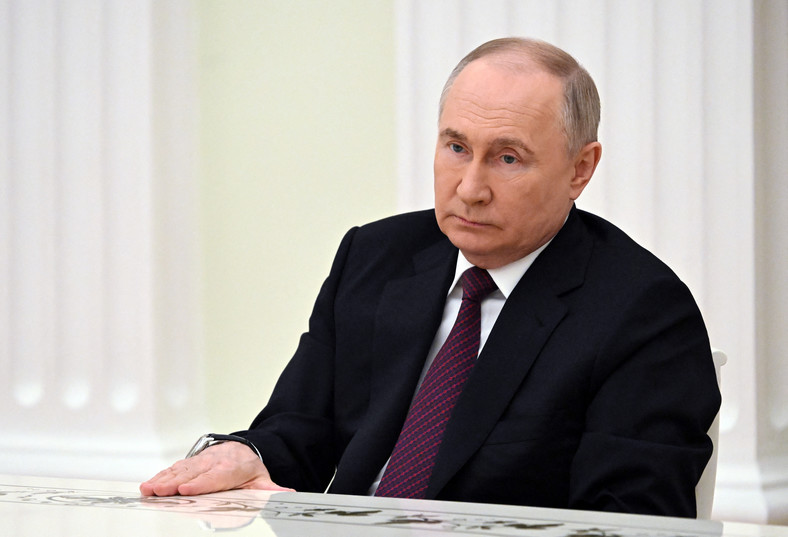 Prezydent Rosji Władimir Putin na Kremlu w Moskwie, 18 marca 2024 r.