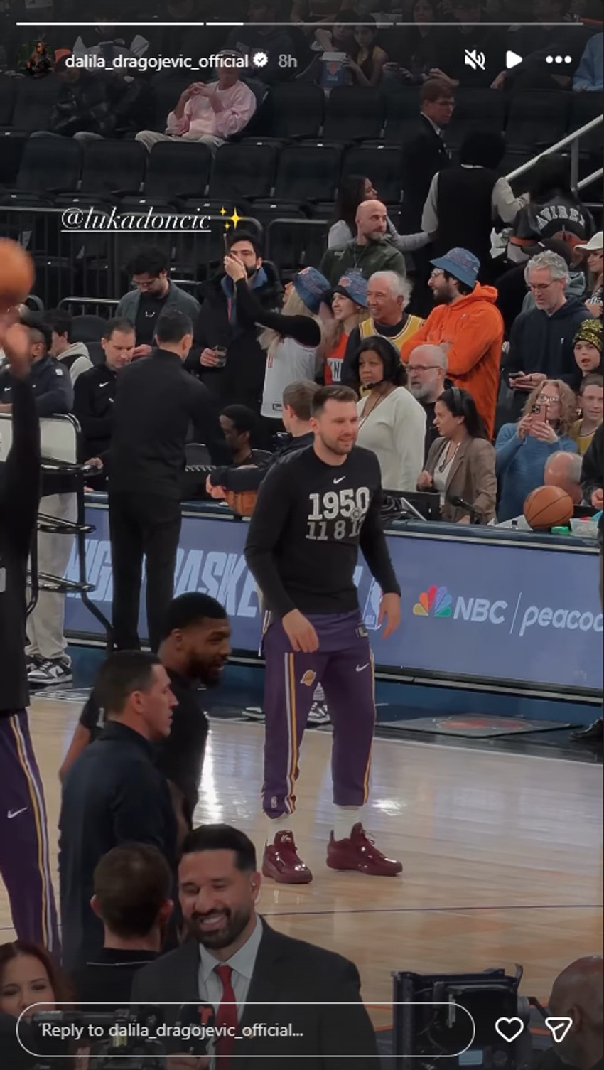 Dalila Dragojević gledala Lejkerse u Americi, snimala sve vreme Luku Dončica