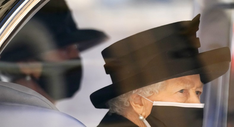 Queen Elizabeth II and Lady Susan Hussey before the funeral of Prince Philip on April 17, 2021.Victoria Jones - WPA Pool/Getty Images