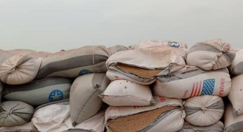 Bags of rice left to waste in Builsa