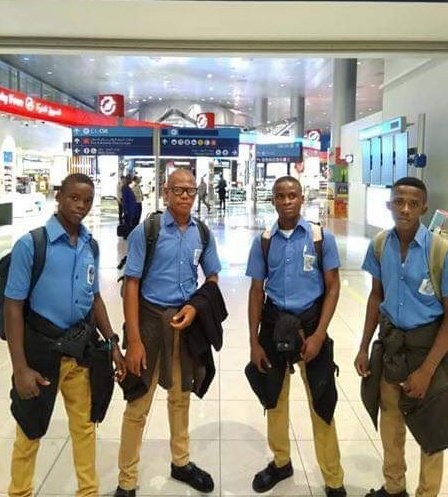 Four boys from St John’s Science and Technical College in Anambra State win the Bronze Medal at the International Festival of Engineering, Science and Technology (twitter/falexbaba) 