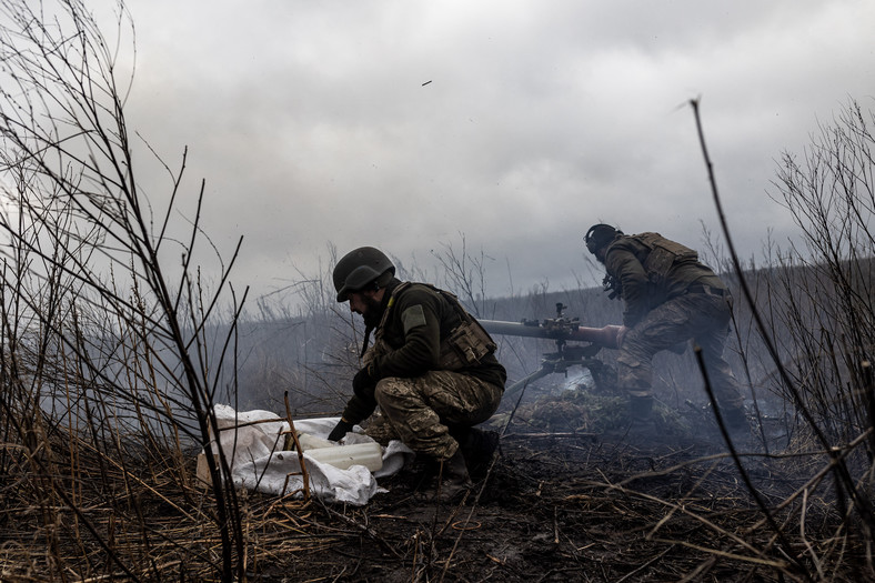 Ukraińscy żołnierze w obwodzie donieckim, luty 2024 r.